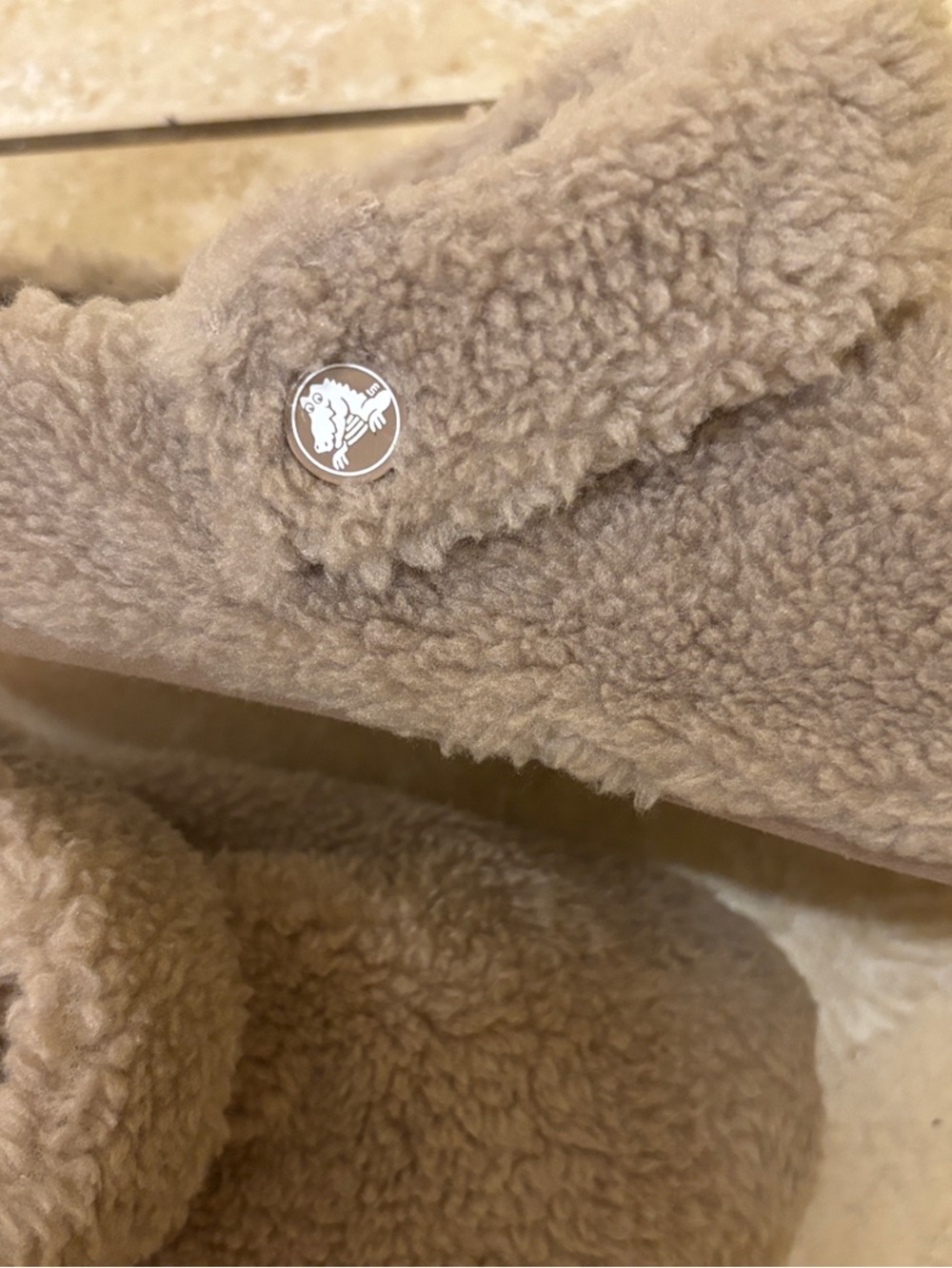 CROCS Plush Slippers - Taupe - Picture 2 of 5
